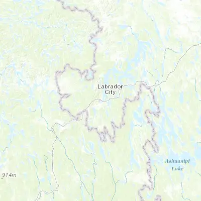 Map showing location of Labrador City (52.946260, -66.911370)