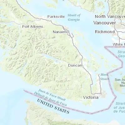 Map showing location of Lake Cowichan (48.824950, -124.054610)