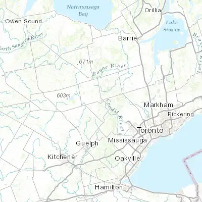 Map showing location of Orangeville (43.916800, -80.099670)