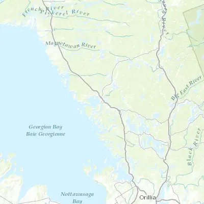 Map showing location of Parry Sound (45.347320, -80.035270)