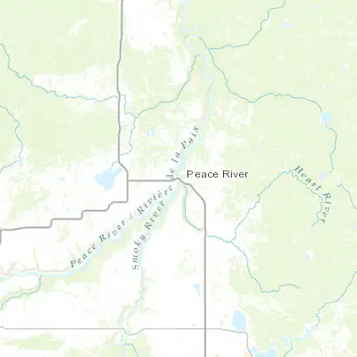 Map showing location of Peace River (56.237150, -117.291760)