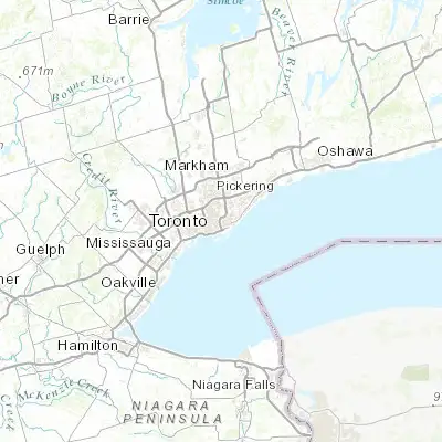 Map showing location of Playter Estates-Danforth (43.679700, -79.354890)