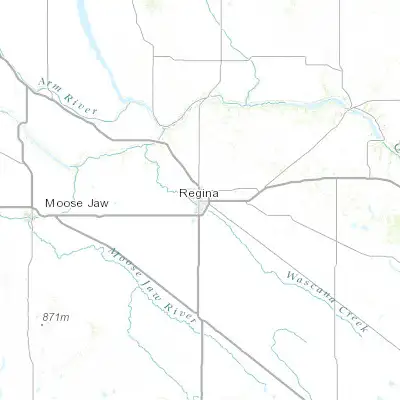 Map showing location of Regina (50.450080, -104.617800)