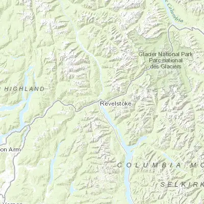 Map showing location of Revelstoke (50.997120, -118.195300)
