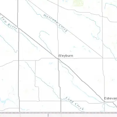 Map showing location of Weyburn (49.666750, -103.851090)