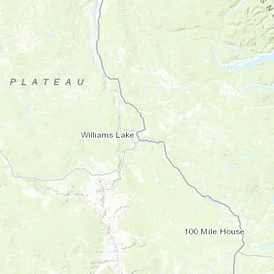 Map showing location of Williams Lake (52.141530, -122.144510)