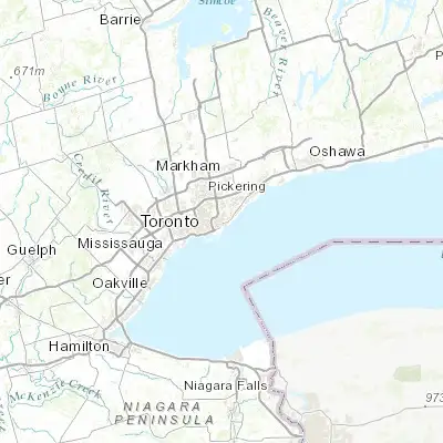 Map showing location of Woodbine Corridor (43.678360, -79.315710)