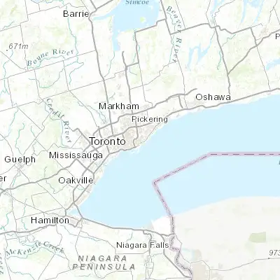 Map showing location of Woodbine-Lumsden (43.692140, -79.309700)