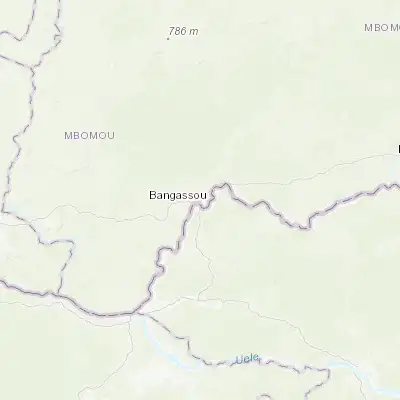 Map showing location of Bangassou (4.741320, 22.818380)