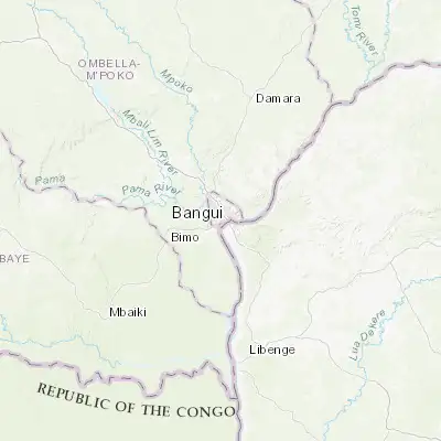 Map showing location of Bangui (4.361220, 18.554960)