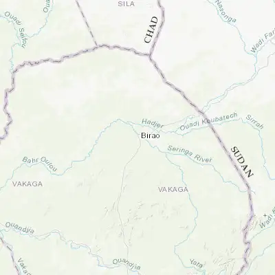 Map showing location of Birao (10.284880, 22.788180)