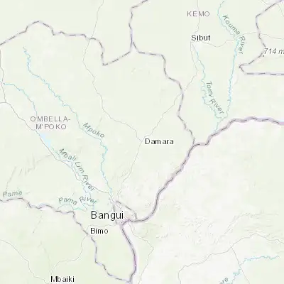 Map showing location of Damara (4.960750, 18.703500)