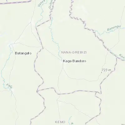Map showing location of Kaga Bandoro (6.989610, 19.187440)