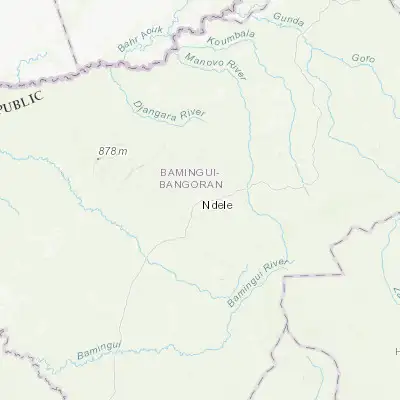 Map showing location of Ndélé (8.410910, 20.647280)