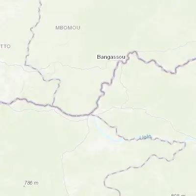 Map showing location of Ouango (4.313250, 22.555240)