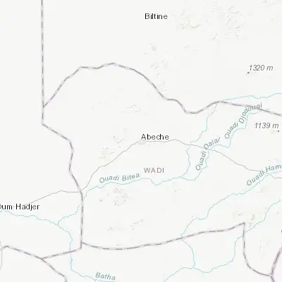 Map showing location of Abéché (13.829160, 20.832400)