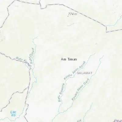Map showing location of Am-Timan (11.043300, 20.283420)