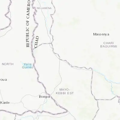 Map showing location of Guelendeng (10.917620, 15.550110)