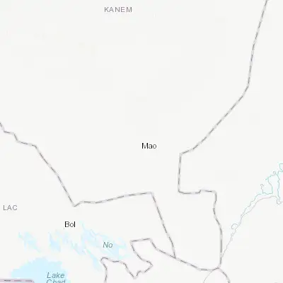 Map showing location of Mao (14.122860, 15.311890)