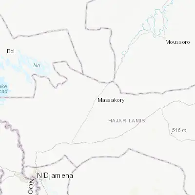 Map showing location of Massakory (12.998090, 15.731950)