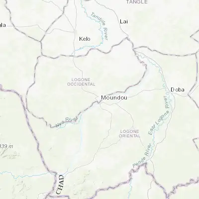 Map showing location of Moundou (8.574370, 16.077220)