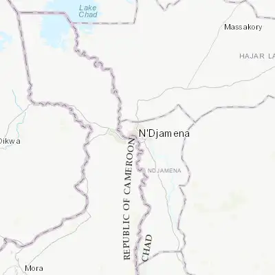 Map showing location of N'Djamena (12.106720, 15.044400)
