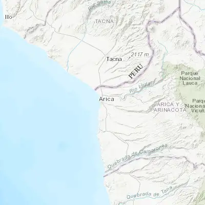 Map showing location of Arica (-18.474600, -70.297920)