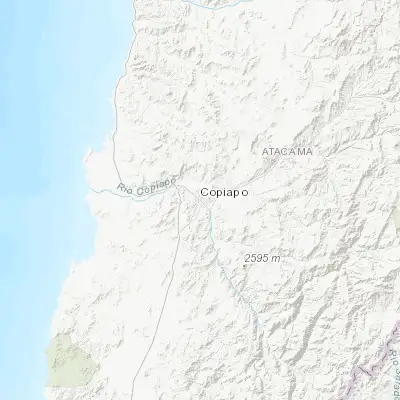 Map showing location of Copiapó (-27.366790, -70.331400)