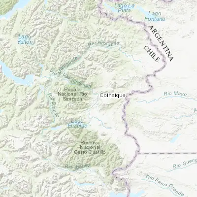 Map showing location of Coyhaique (-45.575240, -72.066190)