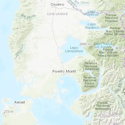 Map showing location of Puerto Varas (-41.319460, -72.985380)