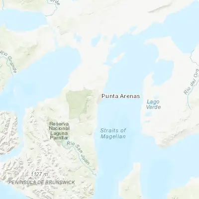 Map showing location of Punta Arenas (-53.154830, -70.911290)