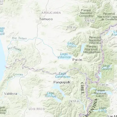 Map showing location of Villarrica (-39.285690, -72.227900)
