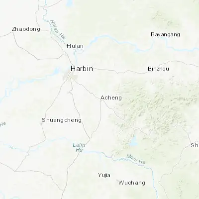 Map showing location of Acheng (45.545580, 126.951910)