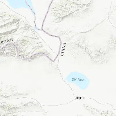 Map showing location of Alashankou (45.170180, 82.569810)