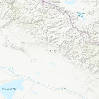 Map showing location of Altay (47.848640, 88.133610)