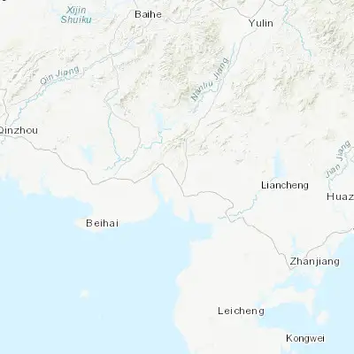 Map showing location of Baisha (21.716670, 109.683330)