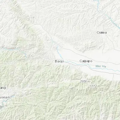 Map showing location of Baoji (34.367750, 107.237050)