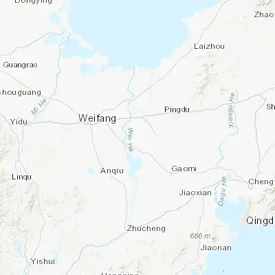 Map showing location of Beimeng (36.604440, 119.495560)