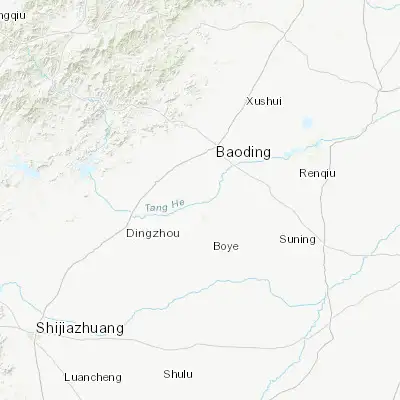 Map showing location of Beiwangli (38.620830, 115.396390)