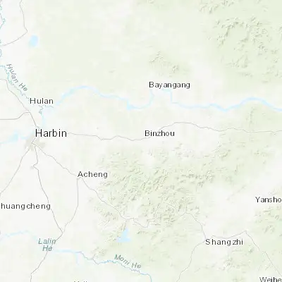 Map showing location of Bin Xian (45.742740, 127.460530)