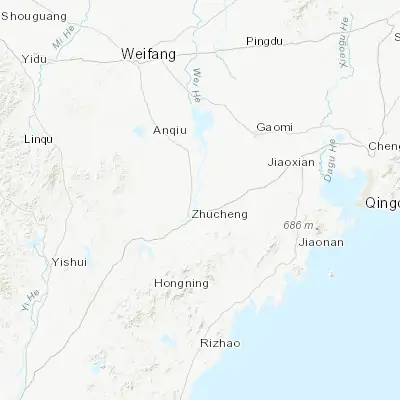 Map showing location of Changcheng (36.090560, 119.451670)