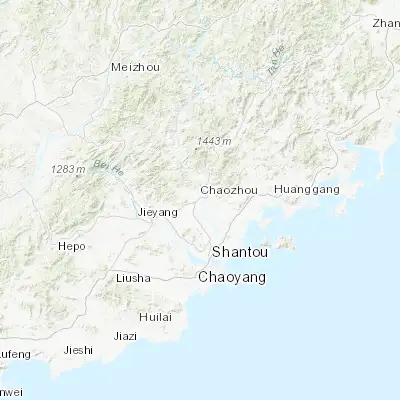 Map showing location of Chaozhou (23.653960, 116.622620)