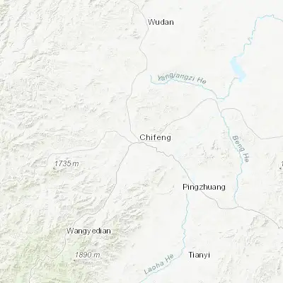 Map showing location of Chifeng (42.268330, 118.963610)