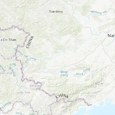 Map showing location of Chongzuo (22.381610, 107.368300)