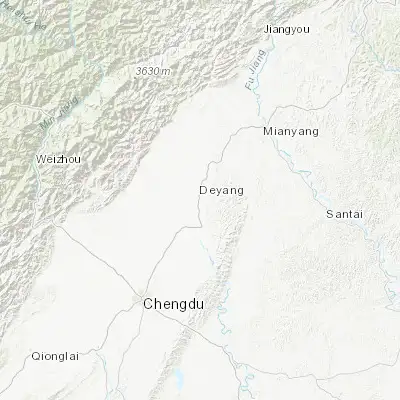 Map showing location of Deyang (31.130190, 104.381980)