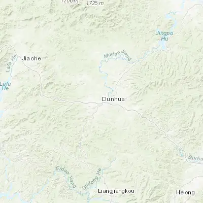 Map showing location of Dunhua (43.369540, 128.228610)