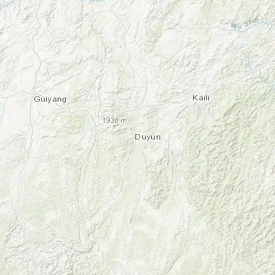 Map showing location of Duyun (26.266670, 107.516670)
