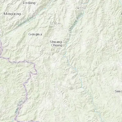 Map showing location of Fudong (23.123190, 100.000140)