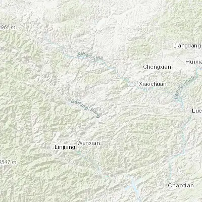 Map showing location of Ganquan (33.441780, 105.159780)