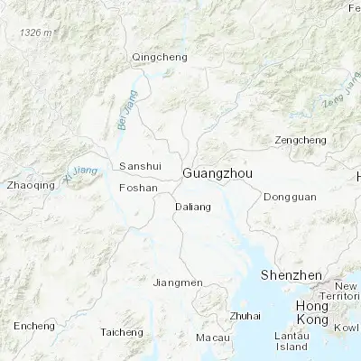 Map showing location of Guangzhou (23.116670, 113.250000)